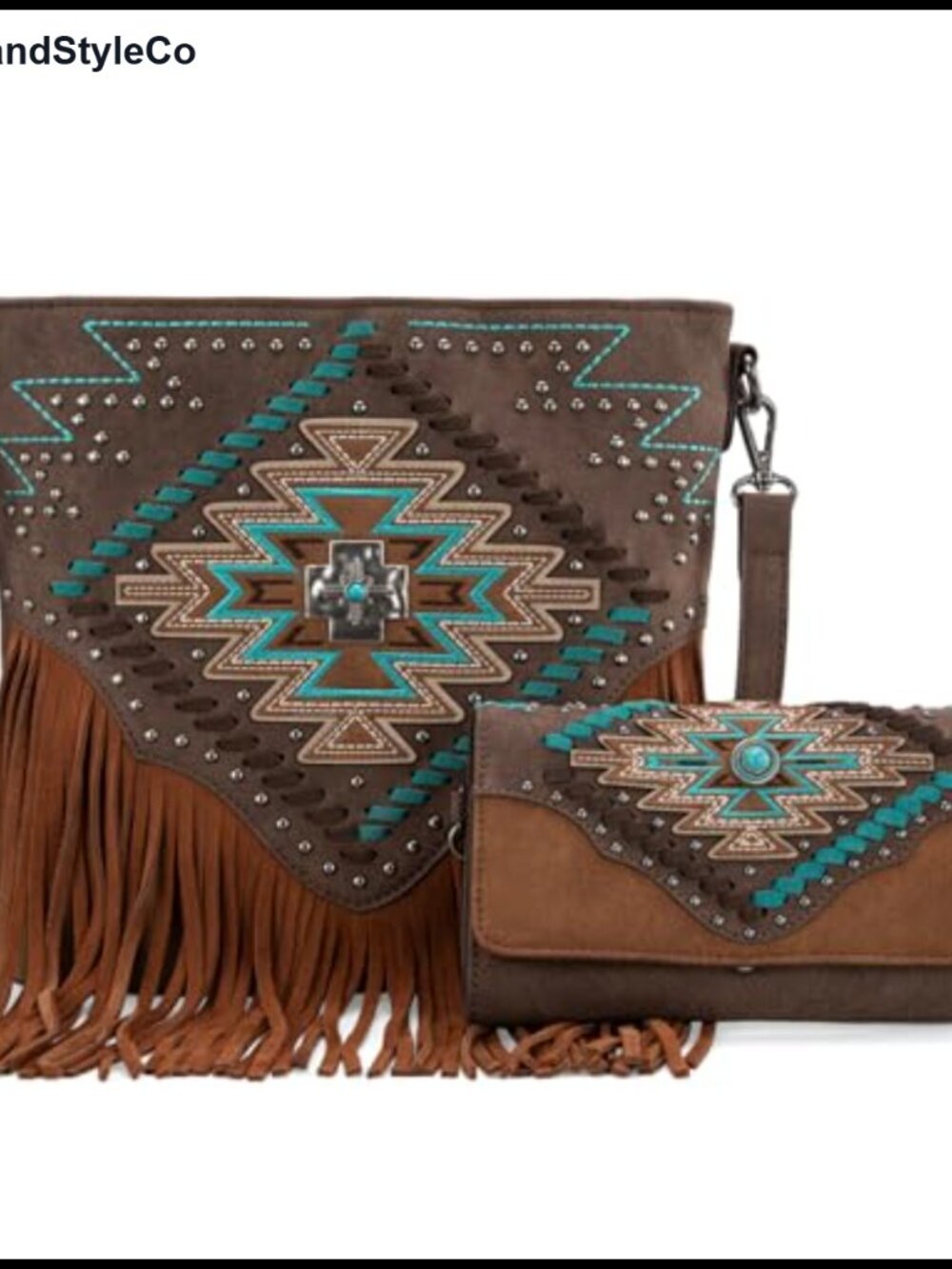 Montana West Aztec Fringe Crossbody Bag with Wallet Set Western Purse